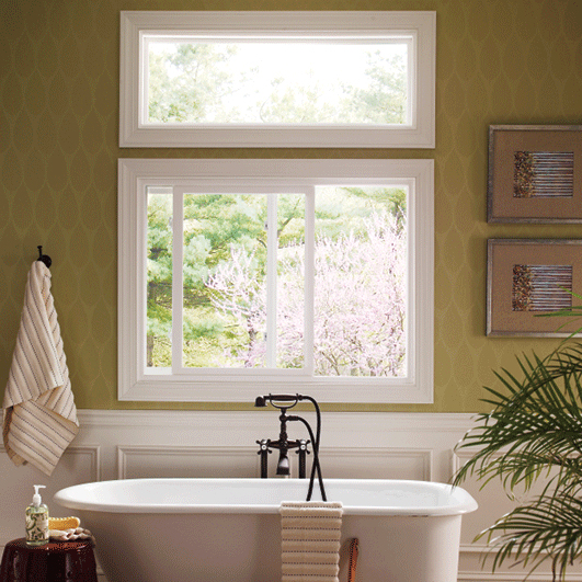 Sliding window in a bathroom.